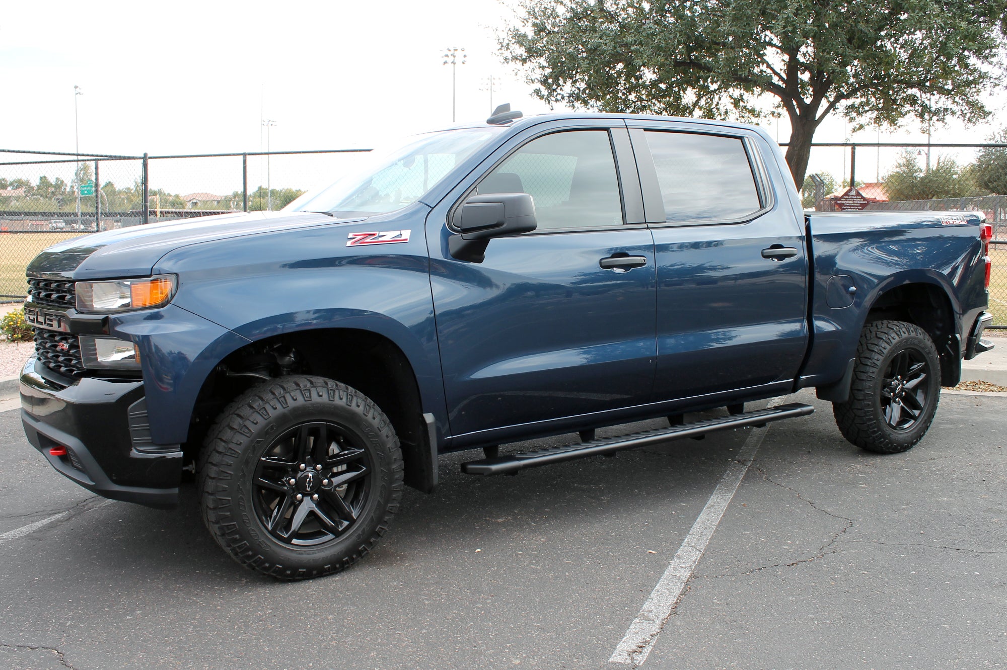 5in OEM Style Full Tread Slide Track Running Boards - Black Textured Aluminum